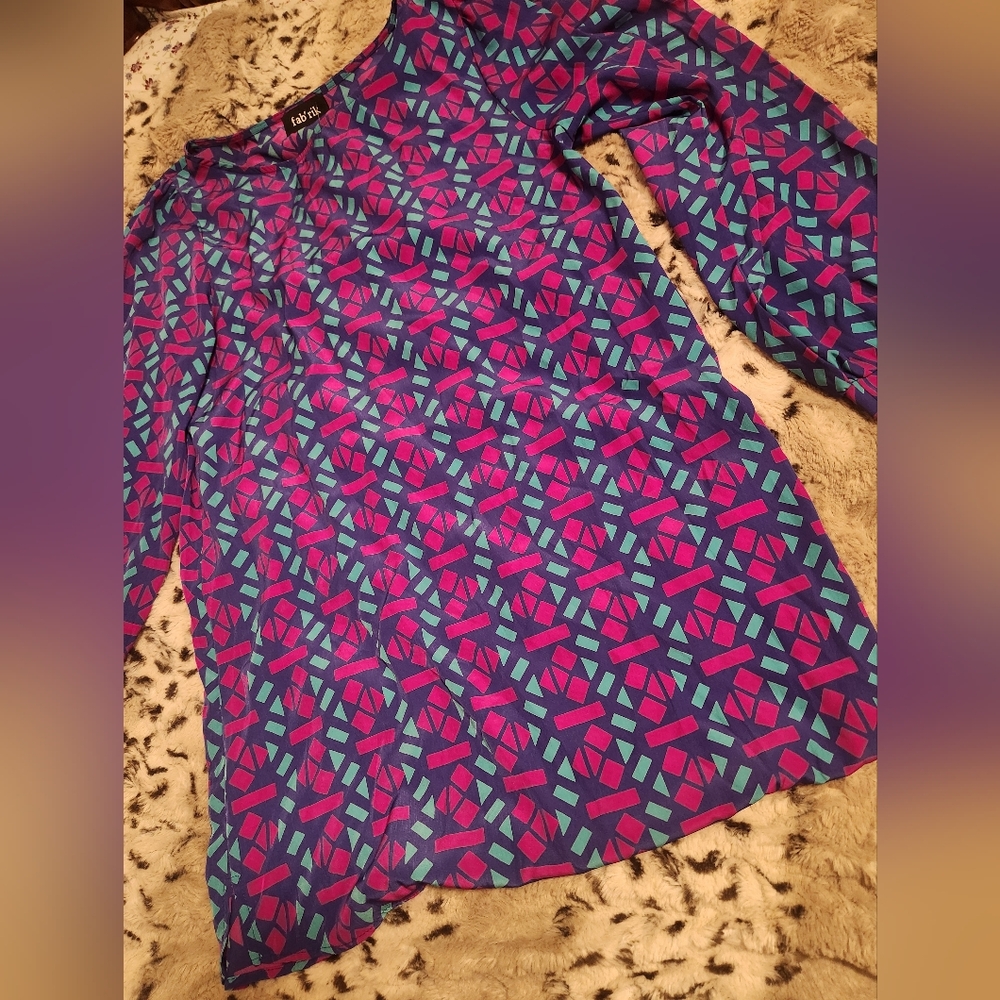 Fab'rik Blue and Pink Geometric DRESS